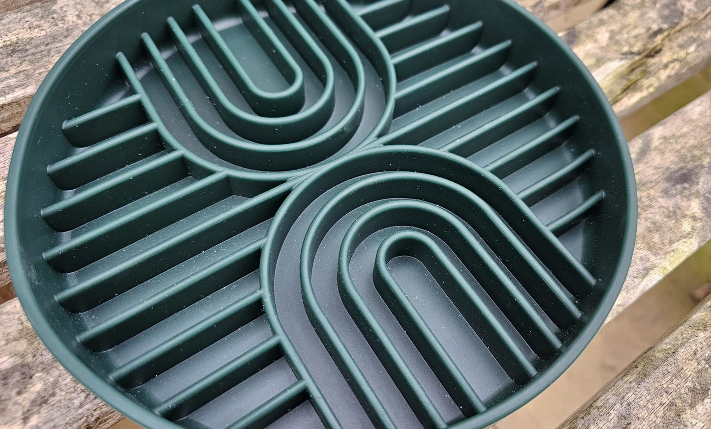 Rainbow Silicone Slow Feeder Bowl - Forest Green