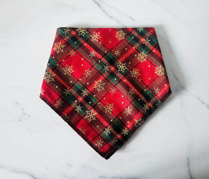 Christmas Snowflake Tartan Bandana