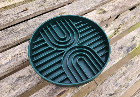 Rainbow Silicone Slow Feeder Bowl - Forest Green