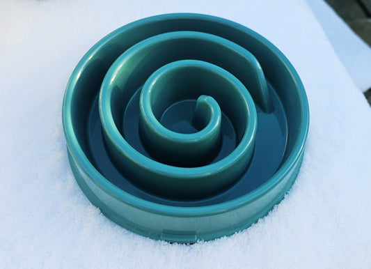 Spiral Slow Feeder Bowl - Forest Green